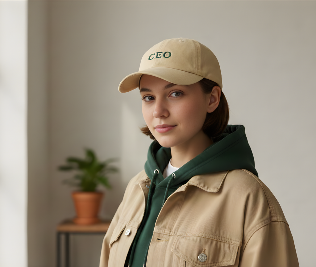 Vintage keps med “CEO”-brodyr i skogsgrönt
