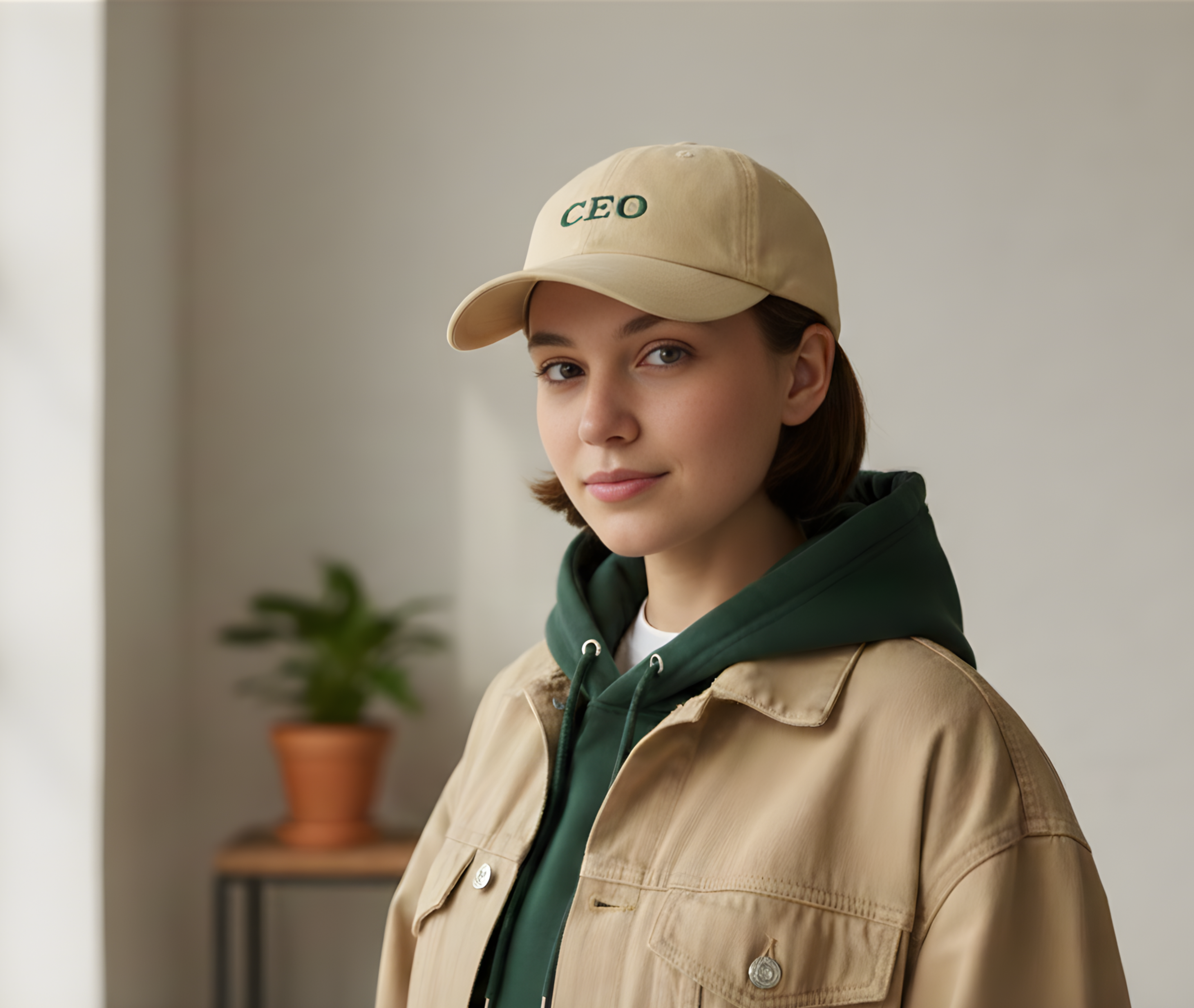 Vintage keps med “CEO”-brodyr i skogsgrönt